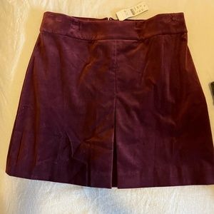 J.Crew Burgundy Velvet Mini Skirt